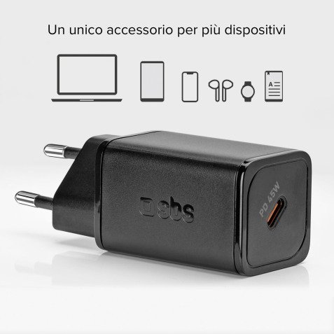 SBS Caricabatterie da muro, 1 uscita USB-C PD 45W