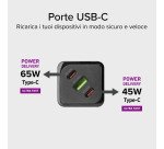 SBS Caricatore caricabatterie GaN da 65 Watt con Power Delivery (PD)