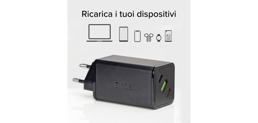 SBS Caricatore caricabatterie GaN da 65 Watt con Power Delivery (PD)