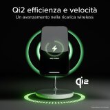 SBS Stazione di Ricarica Wireless Qi2 2x1 per iPhone 16/15/14/13/12, smartphone Android e auricolari wireless