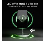 SBS Stazione di Ricarica Wireless Qi2 2x1 per iPhone 16/15/14/13/12, smartphone Android e auricolari wireless