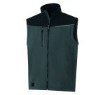 Softshell 2 en 1 Soccia, veste coupe-vent manches amovibles, gris