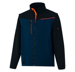 Chaqueta cortavientos Softshell 2 en 1 Soccia azul marino con mangas desmontables
