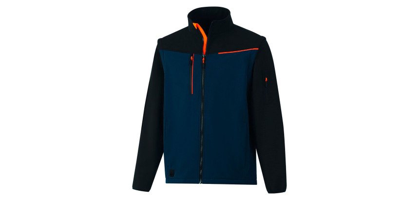 Chaqueta cortavientos Softshell 2 en 1 Soccia azul marino con mangas desmontables