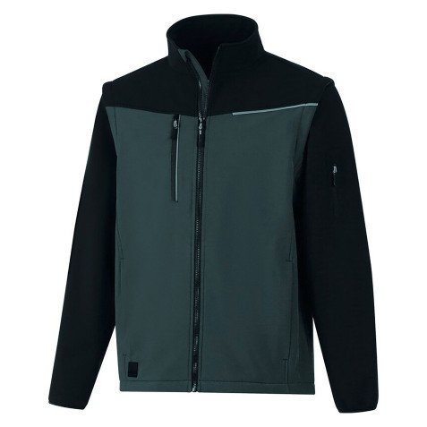 Softshell 2 en 1 Soccia, veste coupe-vent manches amovibles, gris