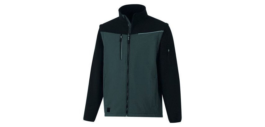 Softshell 2 en 1 Soccia, veste coupe-vent manches amovibles, gris