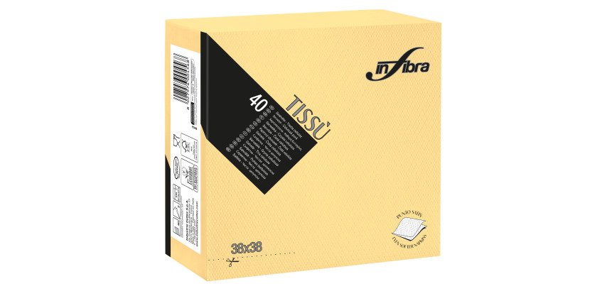 Tovagliolo Tissù Infibra 38x38 2 veli in pura cellulosa crema - 1440 pz
