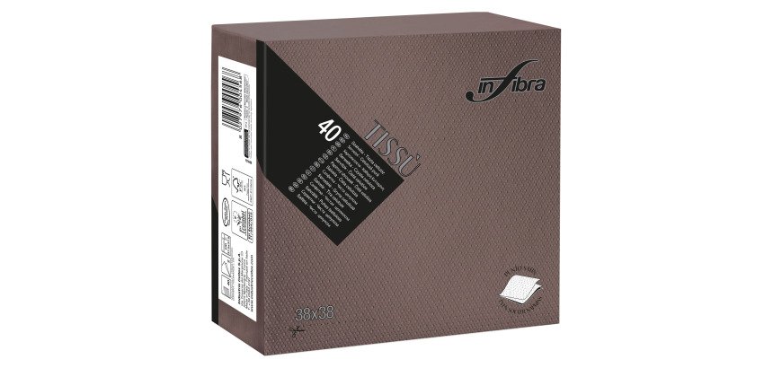 Tovagliolo Tissù Infibra 38x38 2 veli in pura cellulosa cacao - 1440 pz