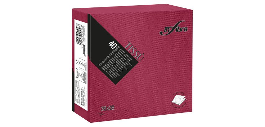 Tovagliolo Tissù Infibra 38x38 2 veli in pura cellulosa bordeeaux - 1440 pz