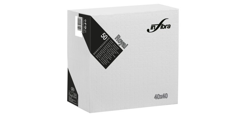 Tovagliolo Royal Infibra 40x40 4 veli in pura cellulosa bianco - 1200 pz
