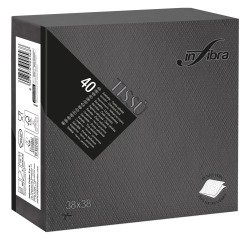 Tovagliolo Tissù Infibra 38x38 2 veli in pura cellulosa nero - 1440 pz
