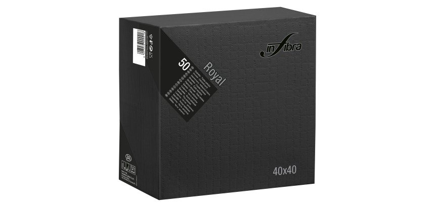 Tovagliolo Royal Infibra 40x40 4 veli in pura cellulosa nero - 1200 pz