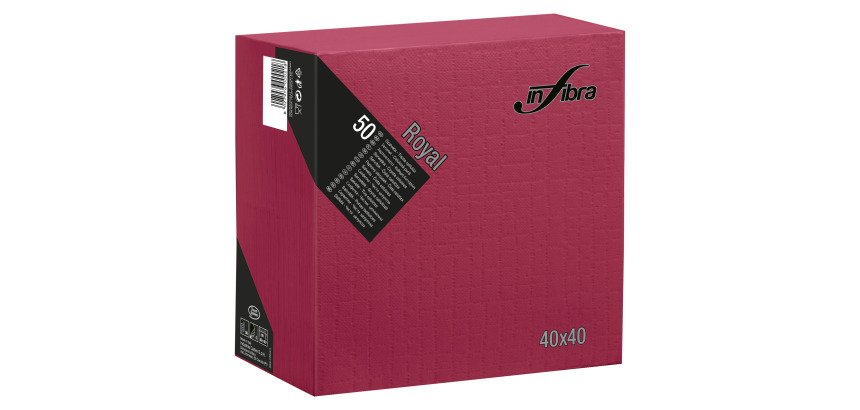 Tovagliolo Royal Infibra 40x40 4 veli in pura cellulosa bordeaux - 1200 pz