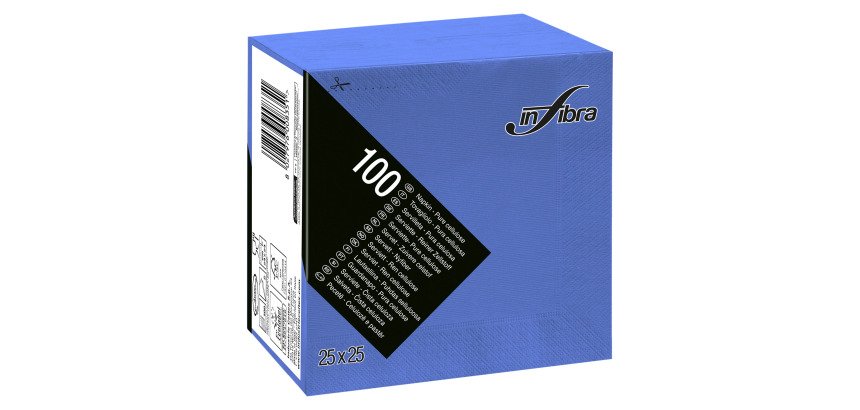 Tovagliolo 25x25 2 veli in pura cellulosa blu - 3000 pz