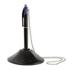 Penna a sfera a scatto BIC 4 Colori con supporto da tavolo, stiloforo, blu, 1mm