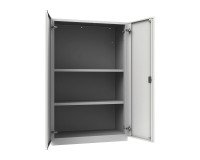 Armadio Ufficio Monoblocco 2 ante battenti 2 ripiani l x p x h 90 x 45 x 140 cm