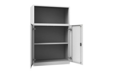 Armadio Ufficio Monoblocco 2 ante abattenti 2 riapini con parte superiore a giorno l x p x h 90 x 45 x 140 cm