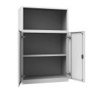 Armadio Ufficio Monoblocco 2 ante abattenti 2 riapini con parte superiore a giorno l x p x h 90 x 45 x 140 cm