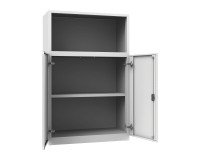 Armadio Ufficio Monoblocco 2 ante abattenti 2 riapini con parte superiore a giorno l x p x h 90 x 45 x 140 cm