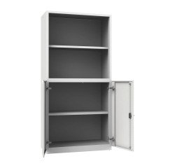 Armadio Ufficio Monoblocco 2 ante battenti con parte superiore a giorno 90 x 45 x 185 cm