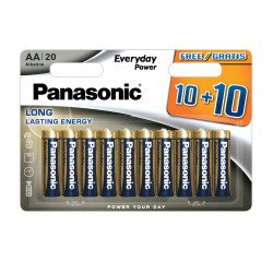 Pack 20 pilas alcalinas 10+10 GRATIS Everyday Power Panasonic