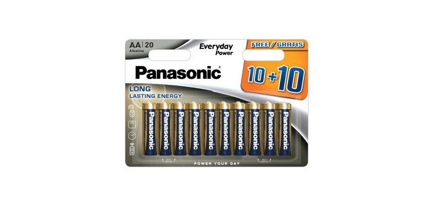 Pack 20 pilas alcalinas 10+10 GRATIS Everyday Power Panasonic