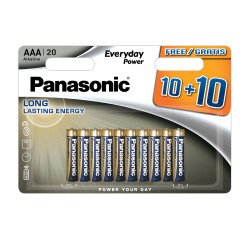 Multipack 20 pilas alcalinas AAA/LR3  10+10  GRATIS Everyday Power Panasonic