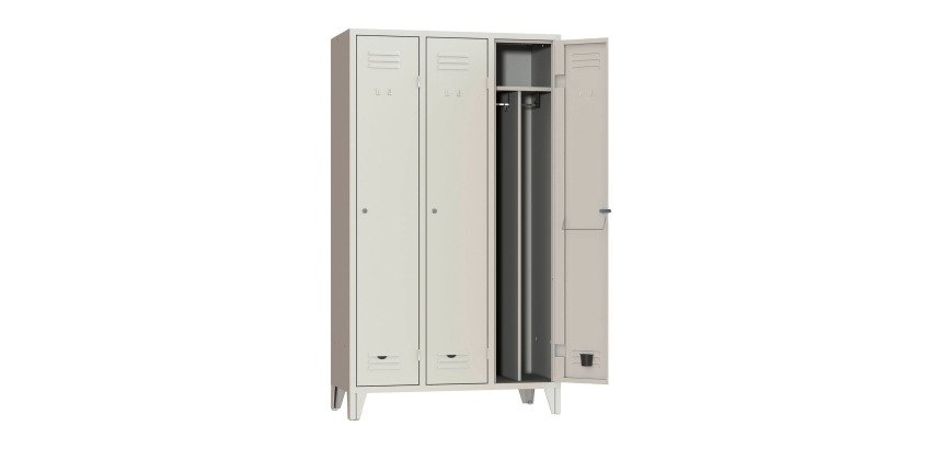 Armadio spogliatoio monoblocco 3 posti con divisorio sporco pulito l x p x h 102 x 50 x 180 cm