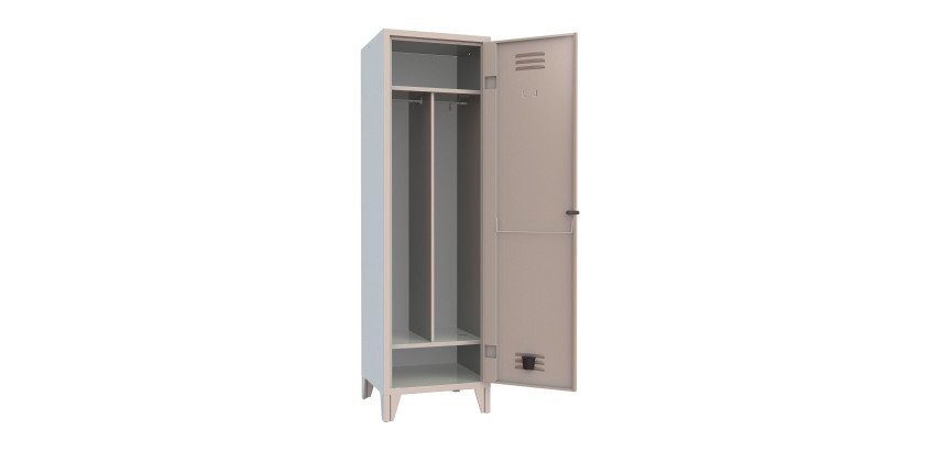 Armadio spogliatoio monoblocco con ripiano superiore ed inferiore e divisorio spoco pulito l x p x h 52,5 x 50 x 180 cm