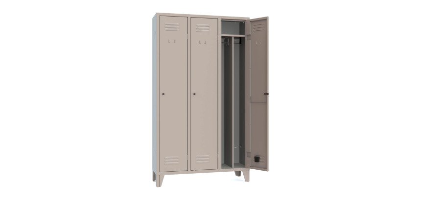 Armadio spogliatoio monoblocco 3 posti con divisorio sporco pulito l x p x h 102 x 33 x 180 cm