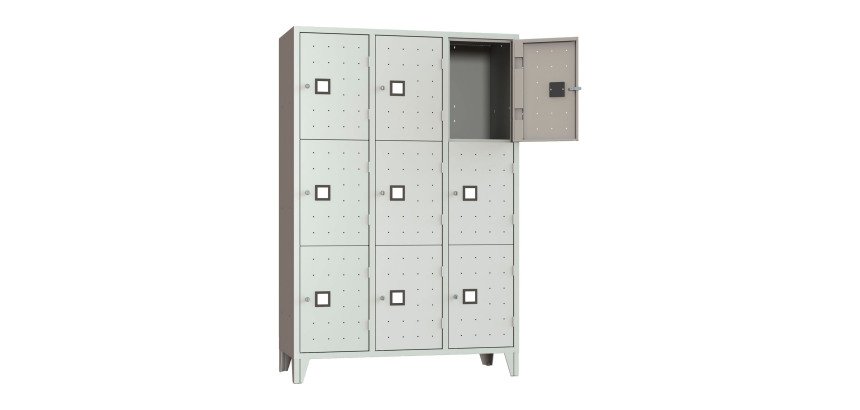 Armadio spogliatoio guardaroba monoblocco 9 posti colore grigio RAL 7035