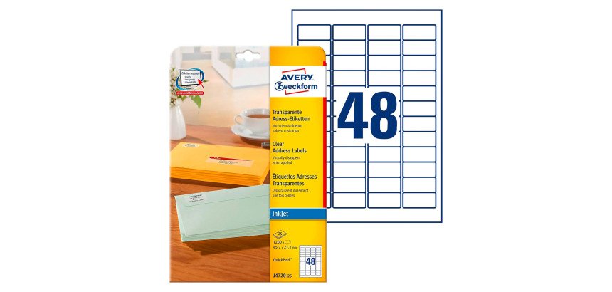 Etiquette d'adresse, transp., 45,7 x 21,2 mm