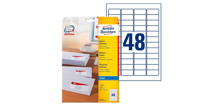 Etiquette d'adresse jet encre,45,7 x 21,2 mm