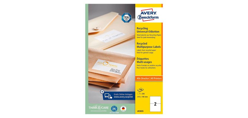 Etiquette multi-usage recyclée 210 x 148 mm Home Office - Pochette de 20