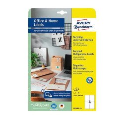 Etiquette multi-usage recyclée 105 x 148 mm Home Office blanche - Pochette de 40