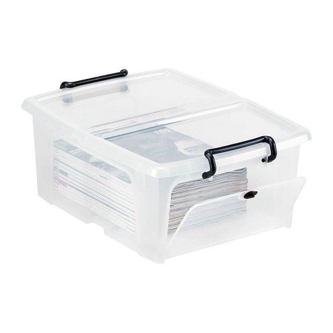 Polypropylene 20L storage box with front opening.