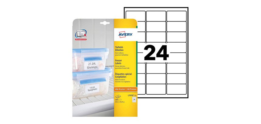 Etiquette de congélation 63,5 x 33,9 mm blanc - Boîte de 600