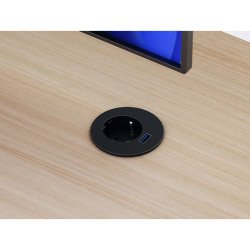 Prise électrique encastrable 60 mm avec bague adaptatrice 80 mm + port USB A