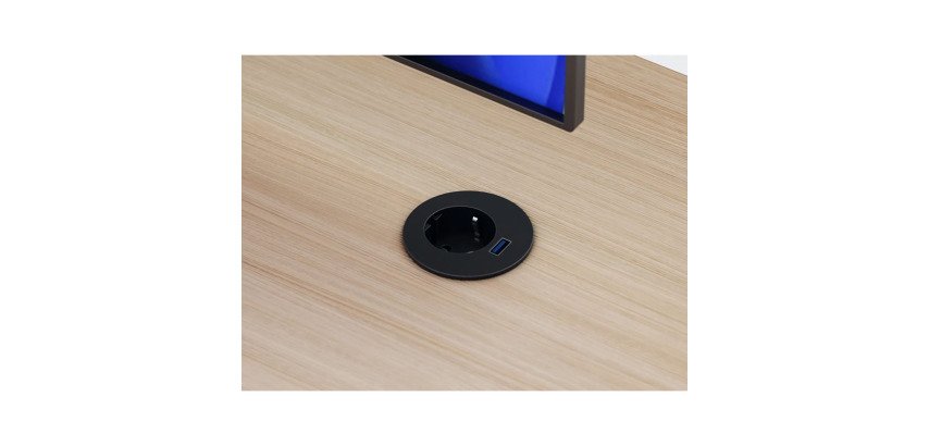 Prise électrique encastrable Versatag 60 mm avec bague adaptatrice 80 mm + port USB A