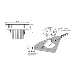 Toma eléctrica encastrable Versadot Cable - diámetro 80 mm + 3 orificios pasacables