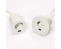 Toma eléctrica encastrable adaptable - diámetro 60/80 mm + puerto USB