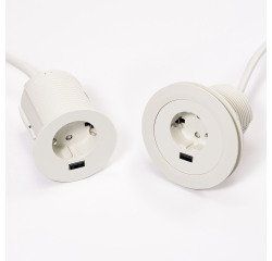 Toma eléctrica encastrable adaptable - diámetro 60/80 mm + puerto USB