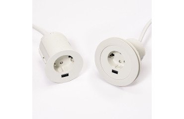 Toma eléctrica encastrable adaptable - diámetro 60/80 mm + puerto USB