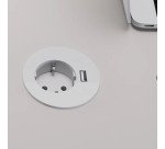 Toma eléctrica encastrable adaptable - diámetro 60/80 mm + puerto USB