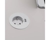 Prise électrique encastrable 60 mm avec bague adaptatrice 80 mm + port USB A