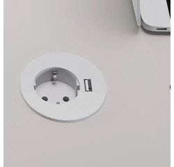 Prise électrique encastrable 60 mm avec bague adaptatrice 80 mm + port USB A