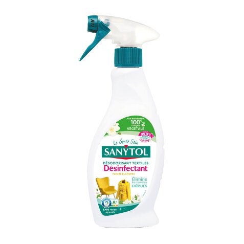 Désodorisant désinfectant textiles Sanytol Feurs Blanches - Spray de 500 ml