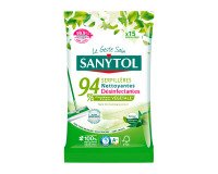 Disinfecting cleaning mop cloths Sanytol 94% Plant-based Eucalyptus & Mint - Pack of 15