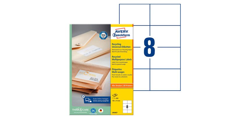 Etiquette multi-usage recyclée 105 x 74 mm Home Office - Boîte de 80