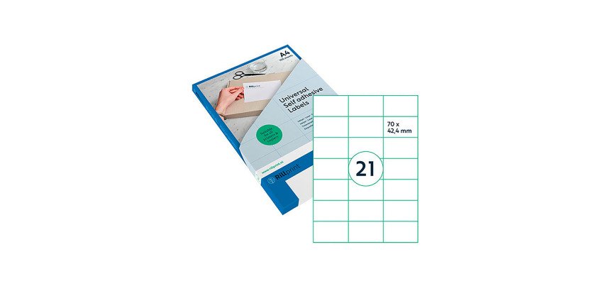 Étiquette universelle, 70 x 42,4 mm, transparent
